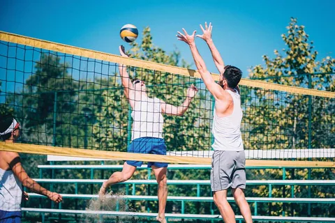 Spazio esterno con campo da pallavolo